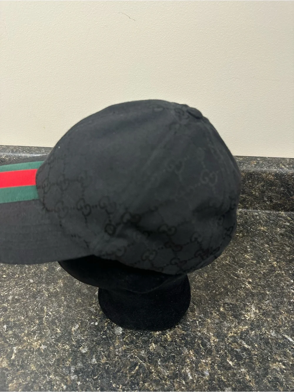 Gucci Black Baseball Cap with Red & Green Center Stripe